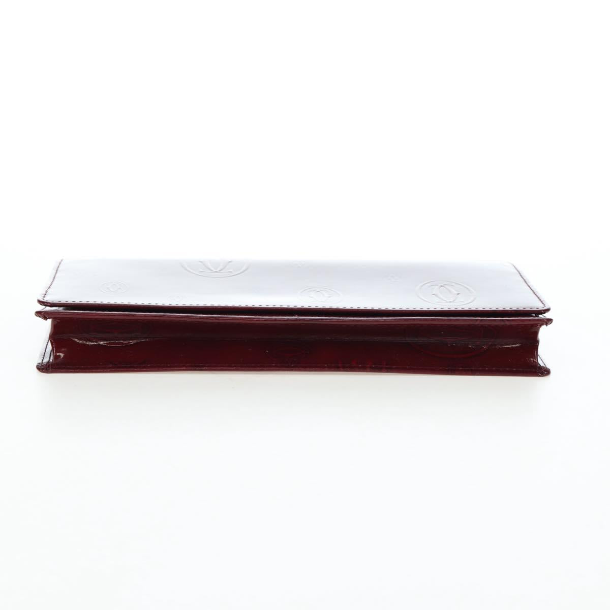 CARTIER happy Birthday Long Wallet Patent leather Bordeaux Auth am12142V