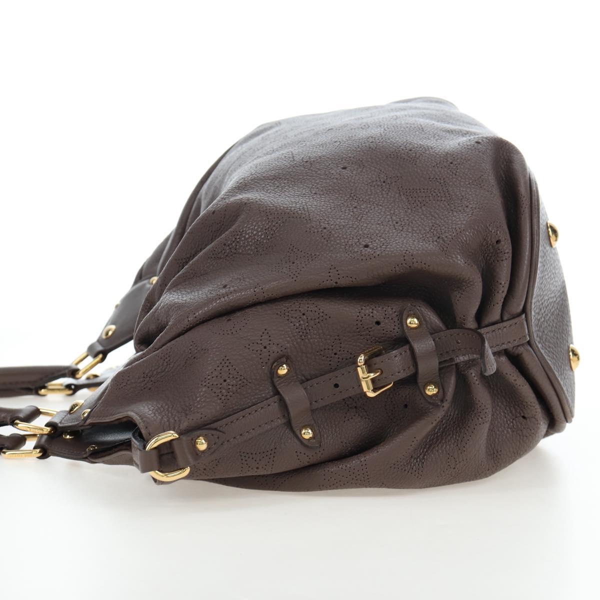 LOUIS VUITTON Monogram Punching Mahina XL Bag Leather Brown M95714 Auth am12145V