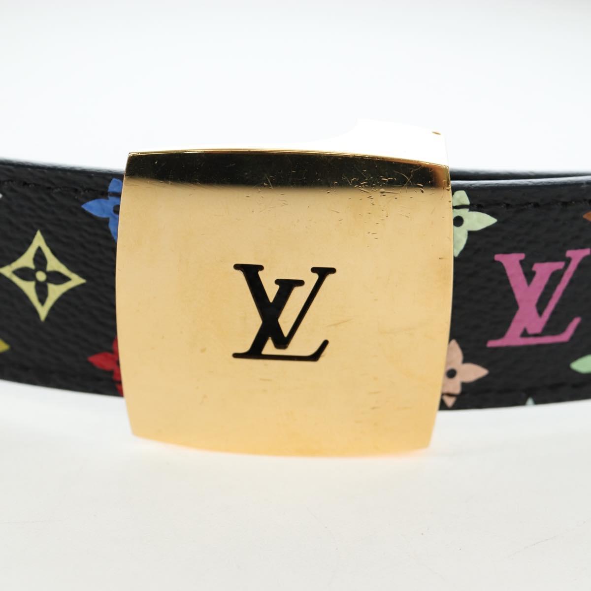 LOUIS VUITTON Multicolor Ceinture LV Cut Belt Black LV Auth am12148A