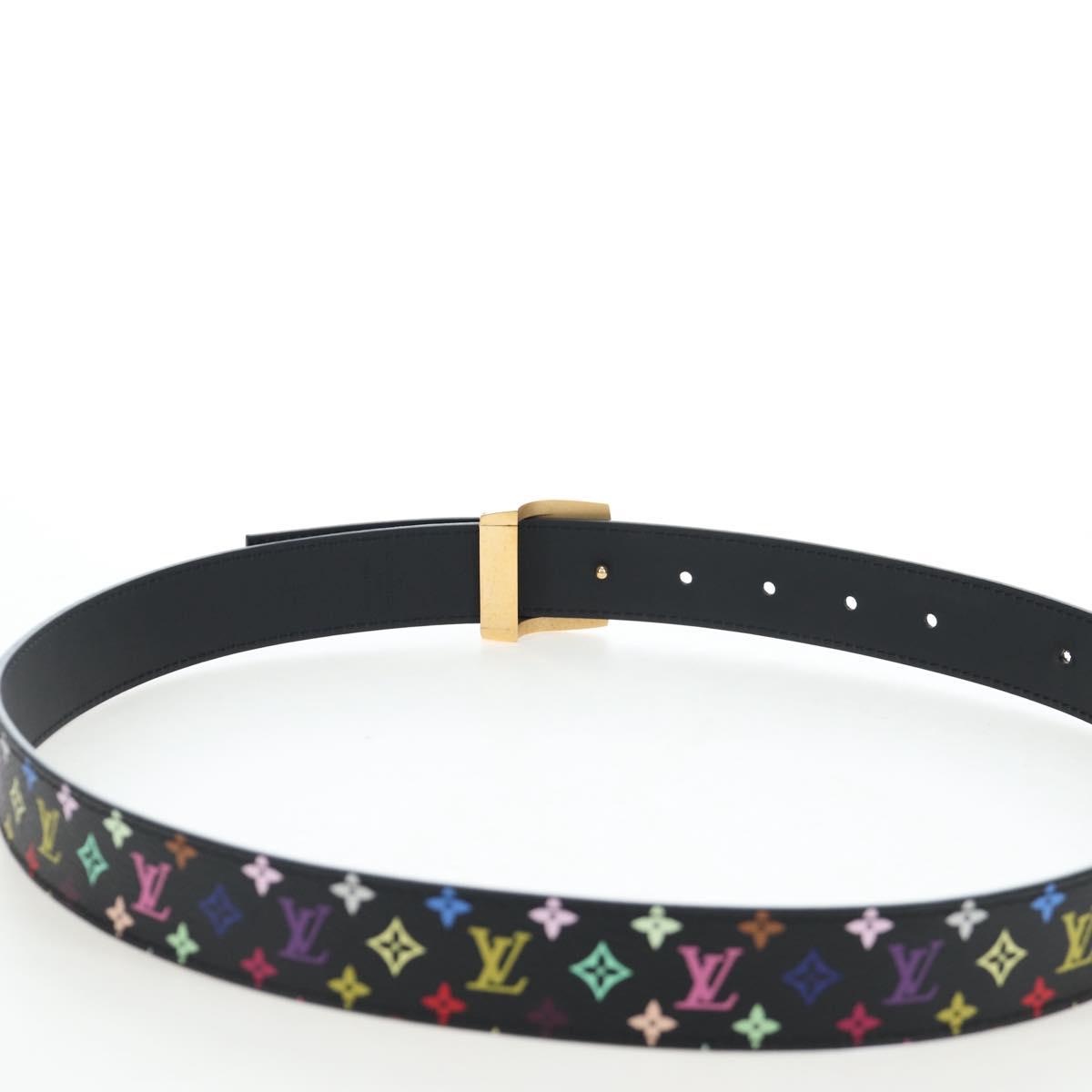 LOUIS VUITTON Multicolor Ceinture LV Cut Belt Black LV Auth am12148A