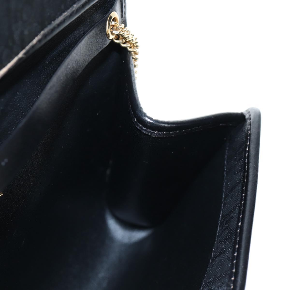 Christian Dior Trotter Canvas Chain Shoulder Bag Black Gold Auth am12151V