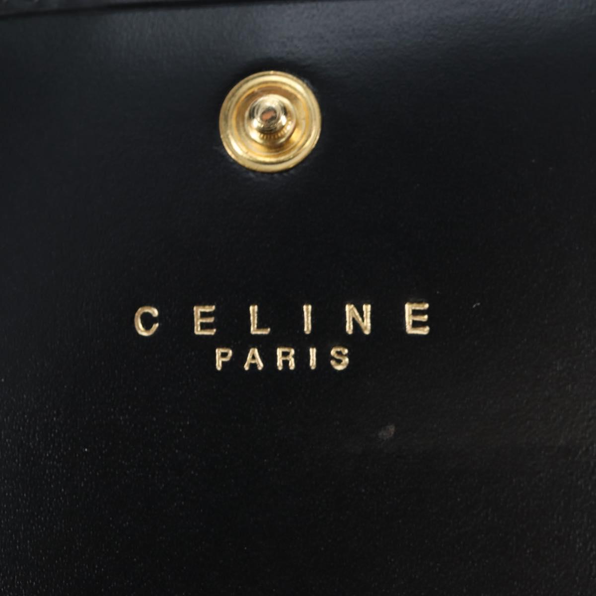 CELINE Macadam Canvas Kiss Lock Long Wallet PVC Leather Black Auth am12152V