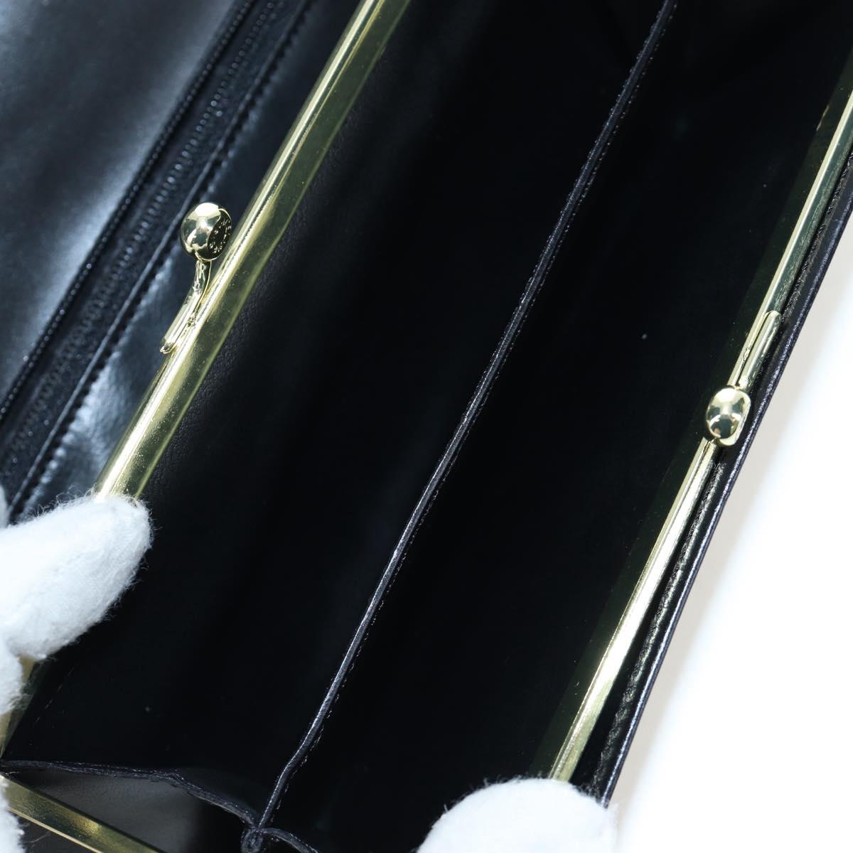 CELINE Macadam Canvas Kiss Lock Long Wallet PVC Leather Black Auth am12152V