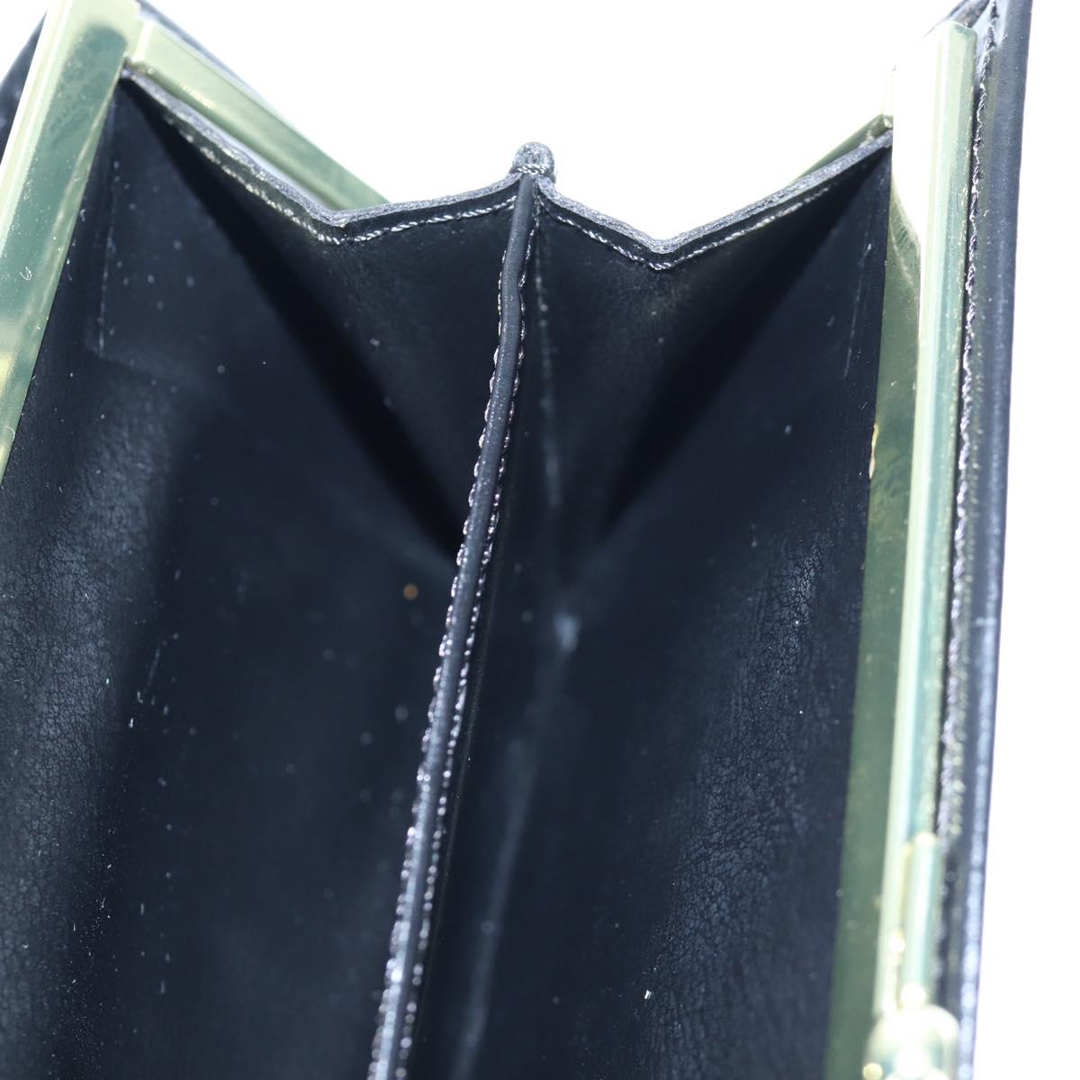 CELINE Macadam Canvas Kiss Lock Long Wallet PVC Leather Black Auth am12152V