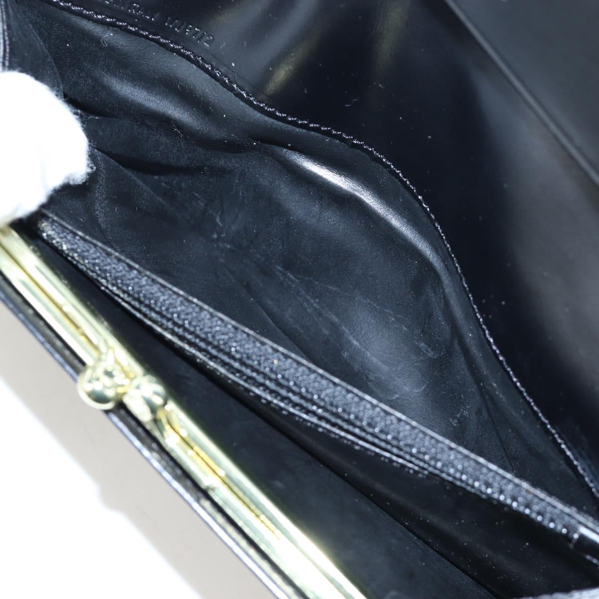 CELINE Macadam Canvas Kiss Lock Long Wallet PVC Leather Black Auth am12152V