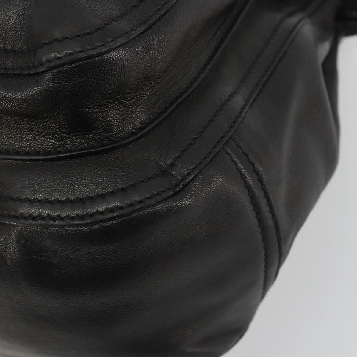 PRADA Tote Bag Leather Black Silver Auth am12153A