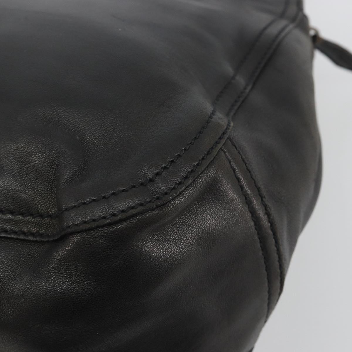 PRADA Tote Bag Leather Black Silver Auth am12153A