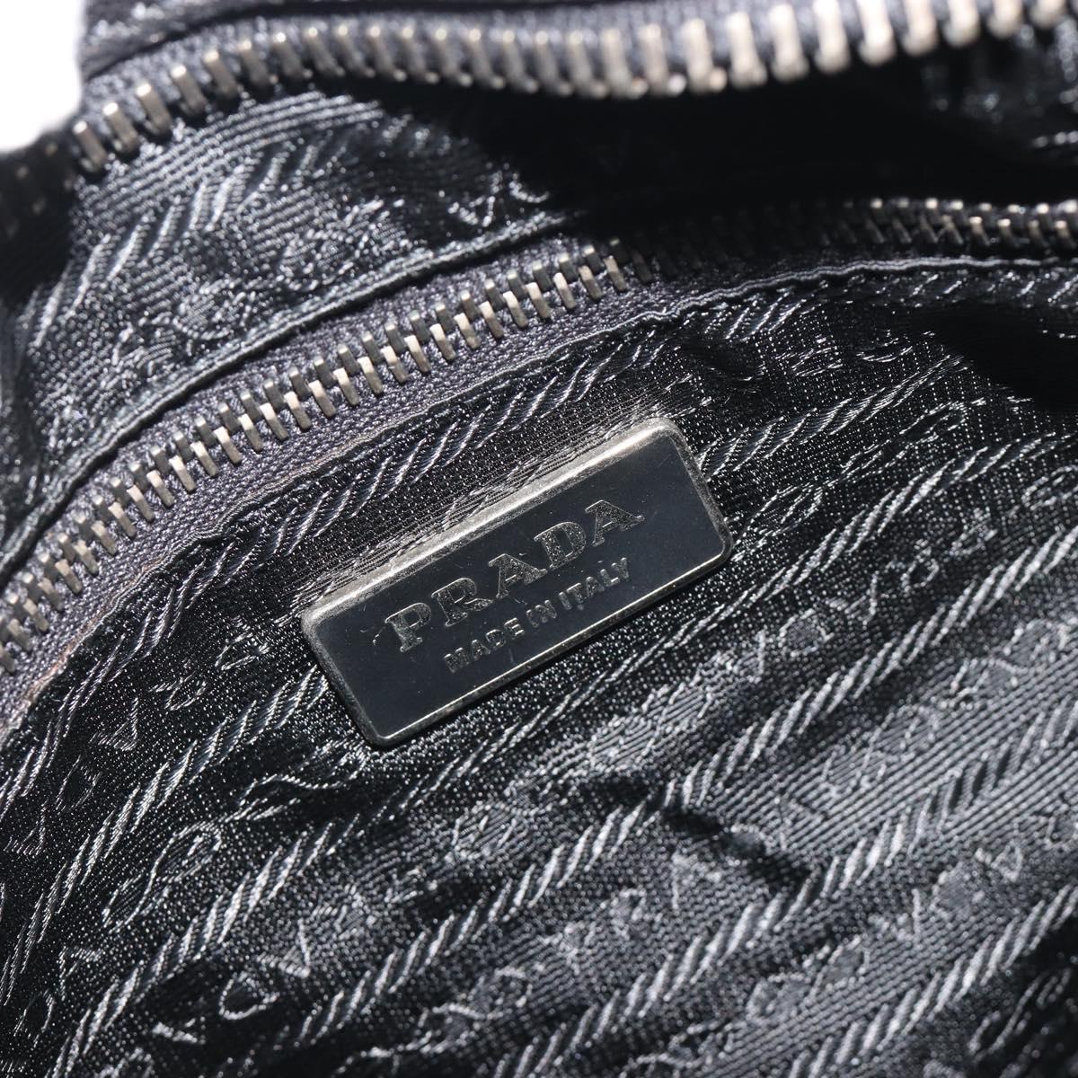 PRADA Tote Bag Leather Black Silver Auth am12153A