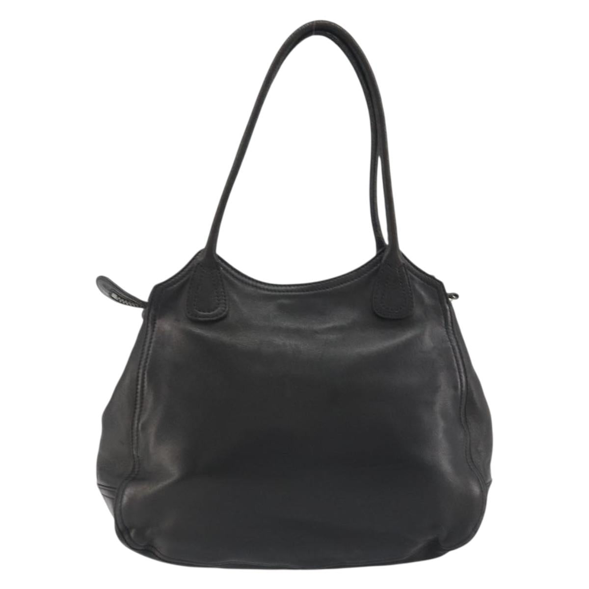 PRADA Tote Bag Leather Black Silver Auth am12153A