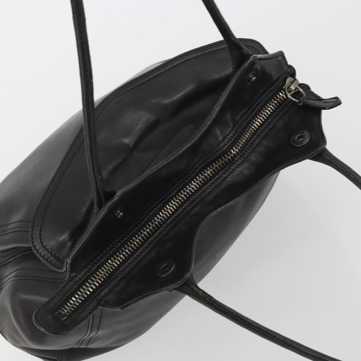 PRADA Tote Bag Leather Black Silver Auth am12153A