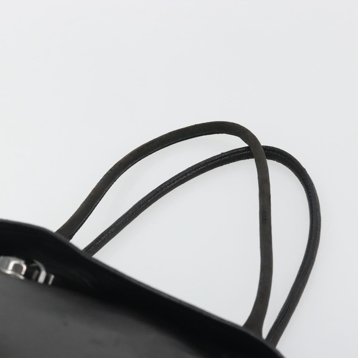 PRADA Tote Bag Leather Black Silver Auth am12153A