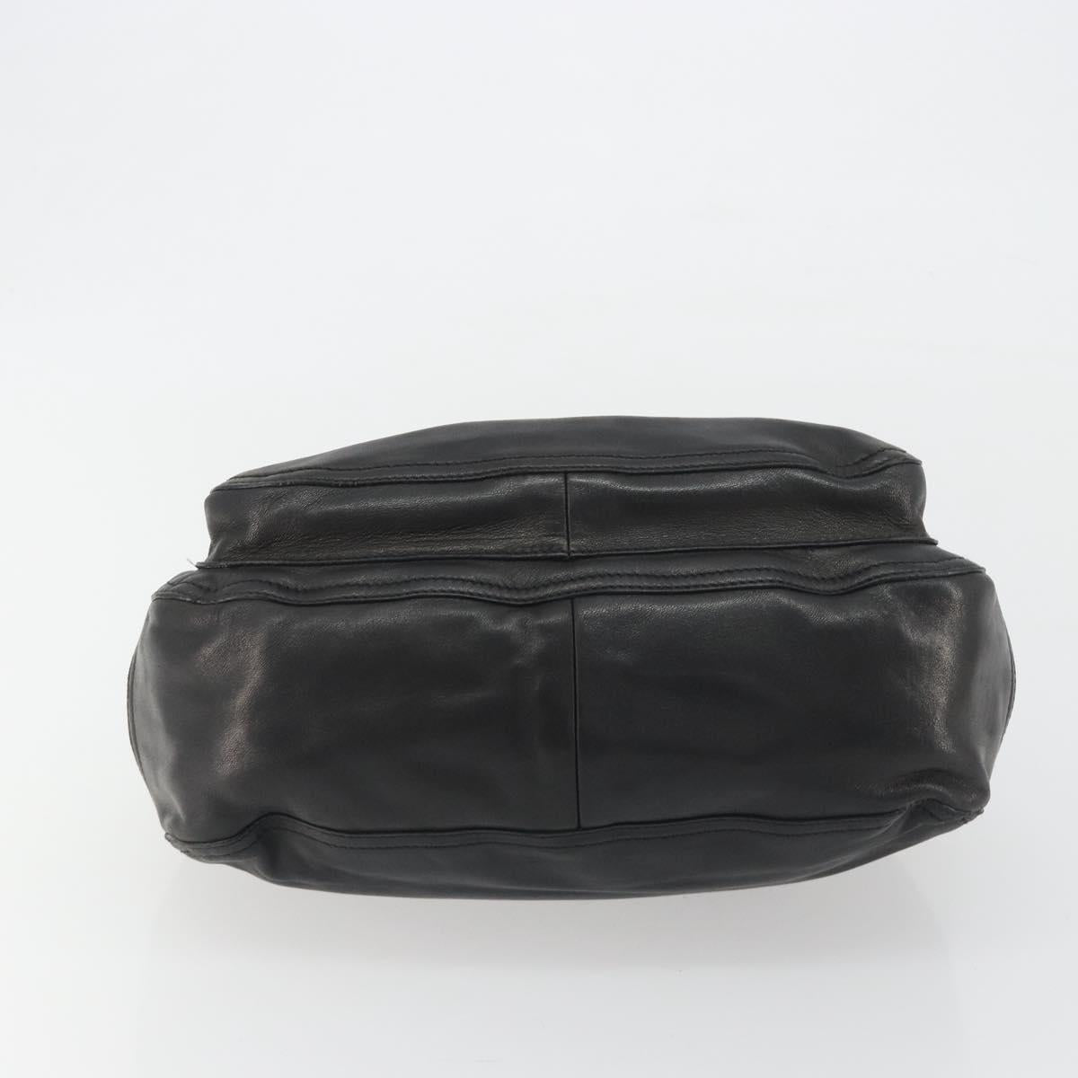 PRADA Tote Bag Leather Black Silver Auth am12153A