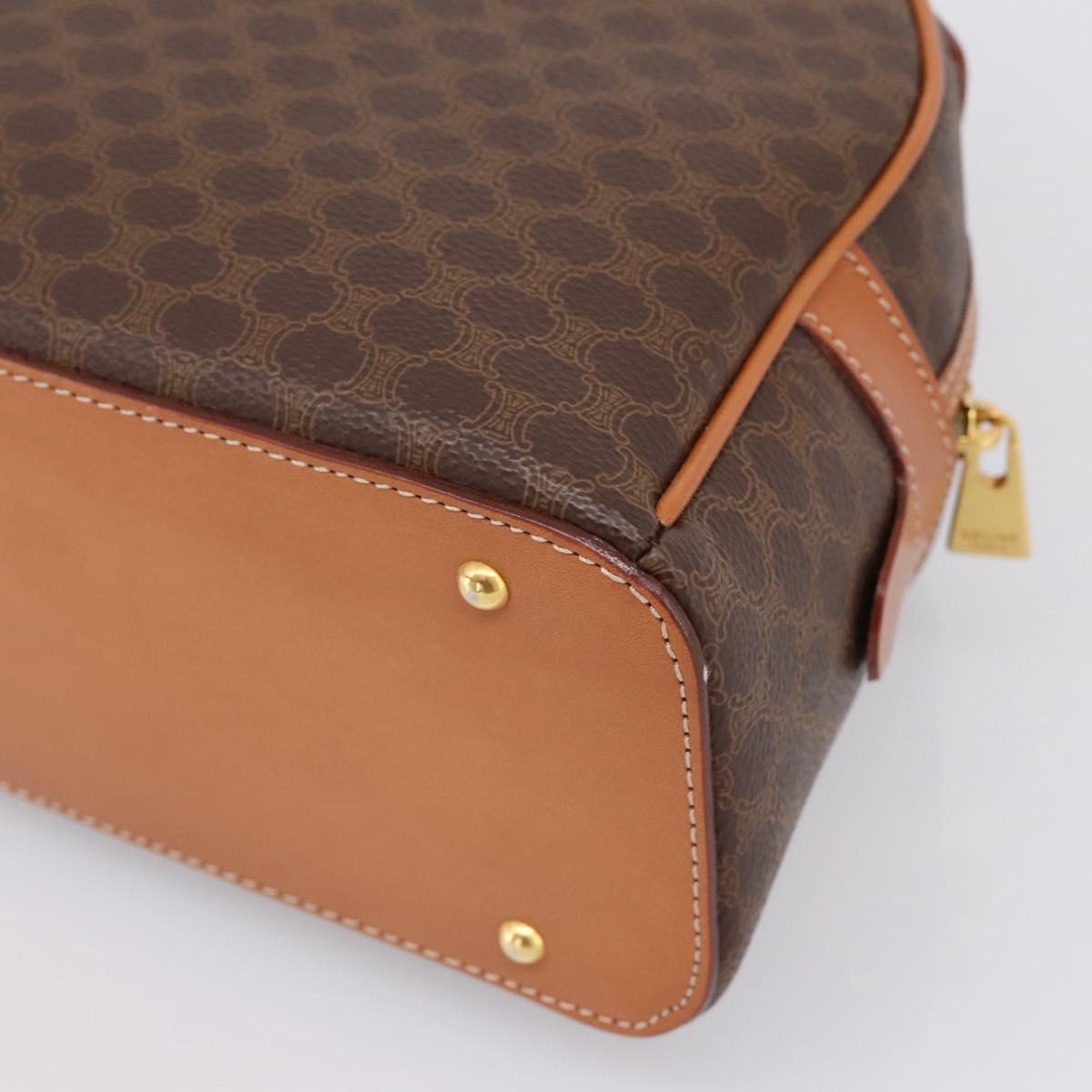 CELINE Macadam Canvas Hand Bag PVC Leather Brown Gold Auth am12157V