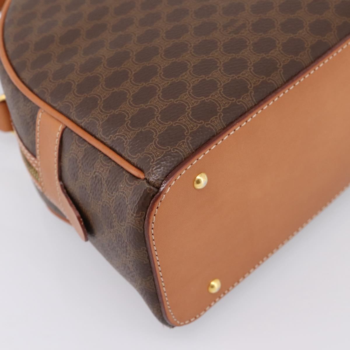 CELINE Macadam Canvas Hand Bag PVC Leather Brown Gold Auth am12157V