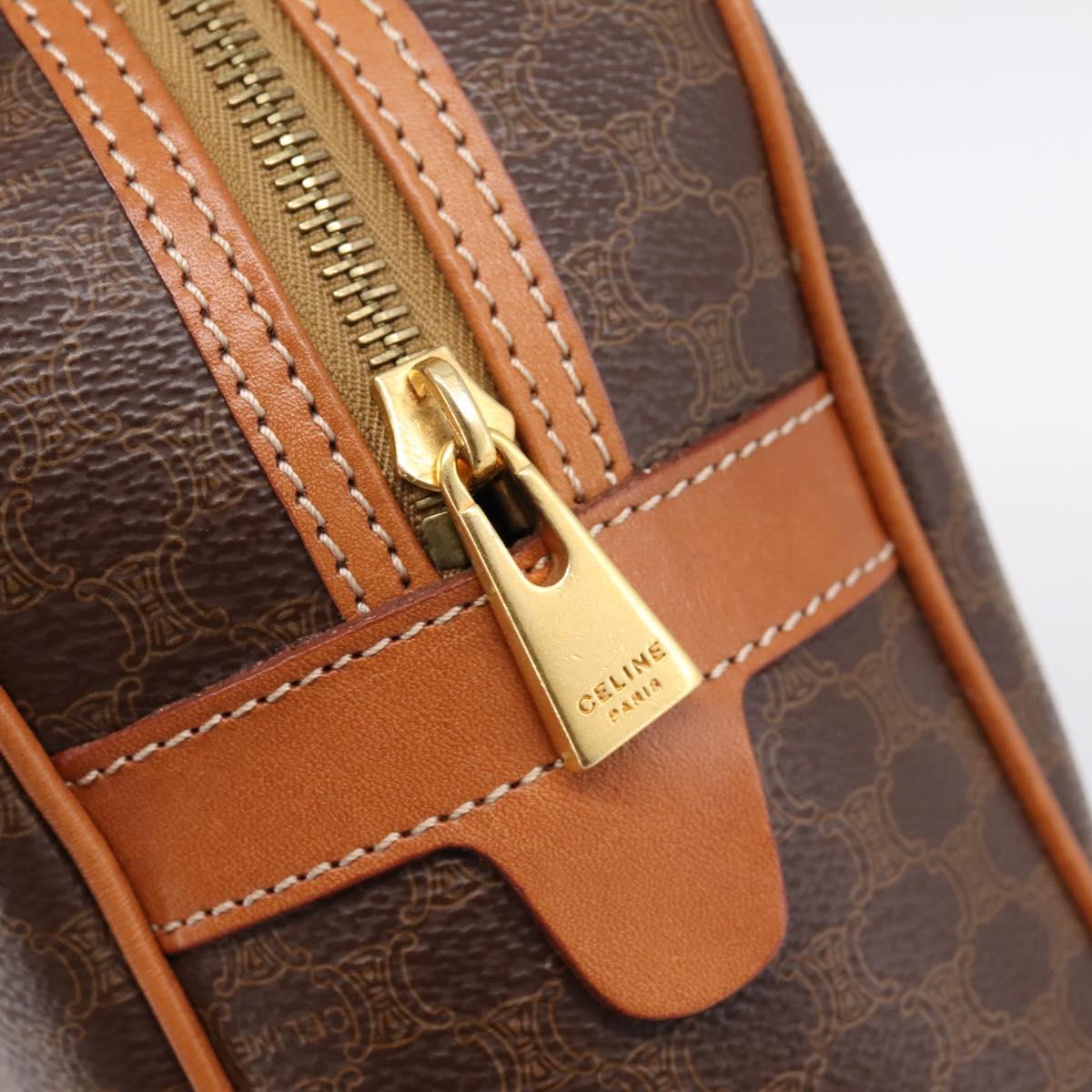 CELINE Macadam Canvas Hand Bag PVC Leather Brown Gold Auth am12157V