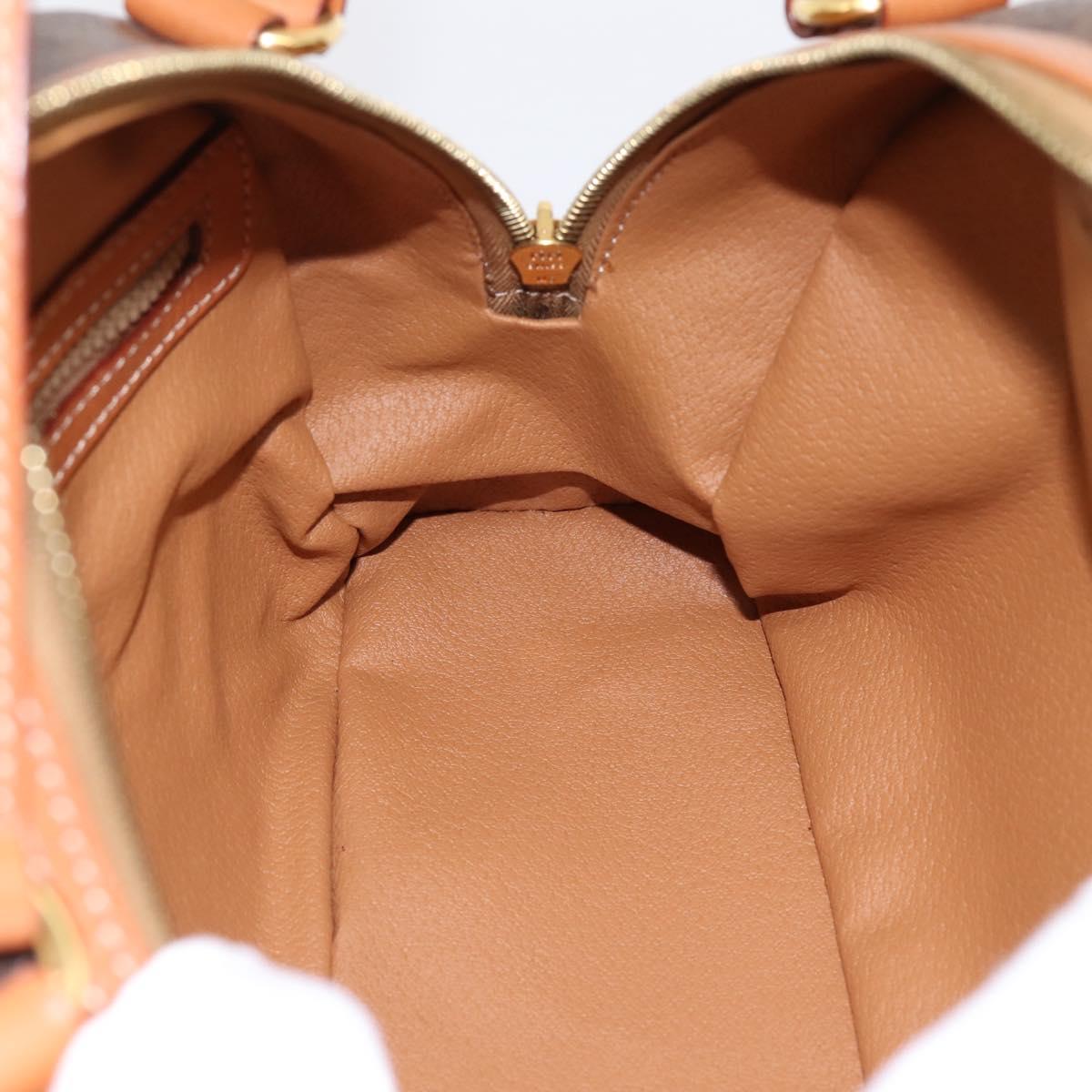 CELINE Macadam Canvas Hand Bag PVC Leather Brown Gold Auth am12157V