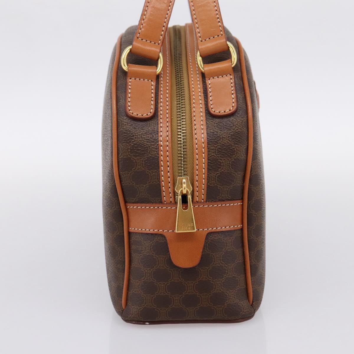 CELINE Macadam Canvas Hand Bag PVC Leather Brown Gold Auth am12157V