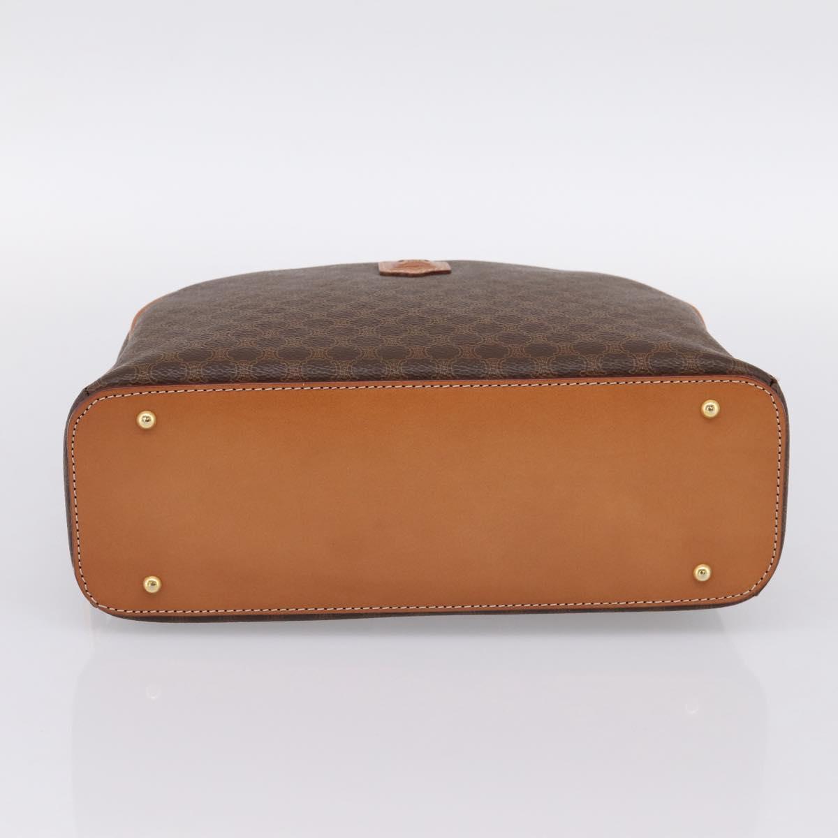 CELINE Macadam Canvas Hand Bag PVC Leather Brown Gold Auth am12157V
