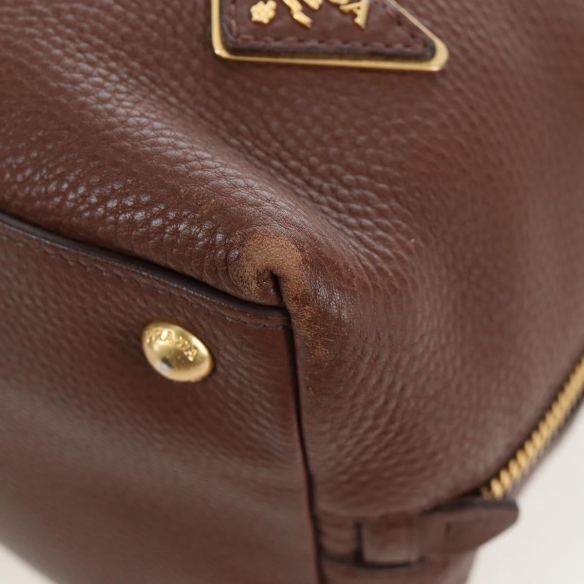 PRADA Shoulder Bag Taurillon Clemence Brown Gold Auth am12161V