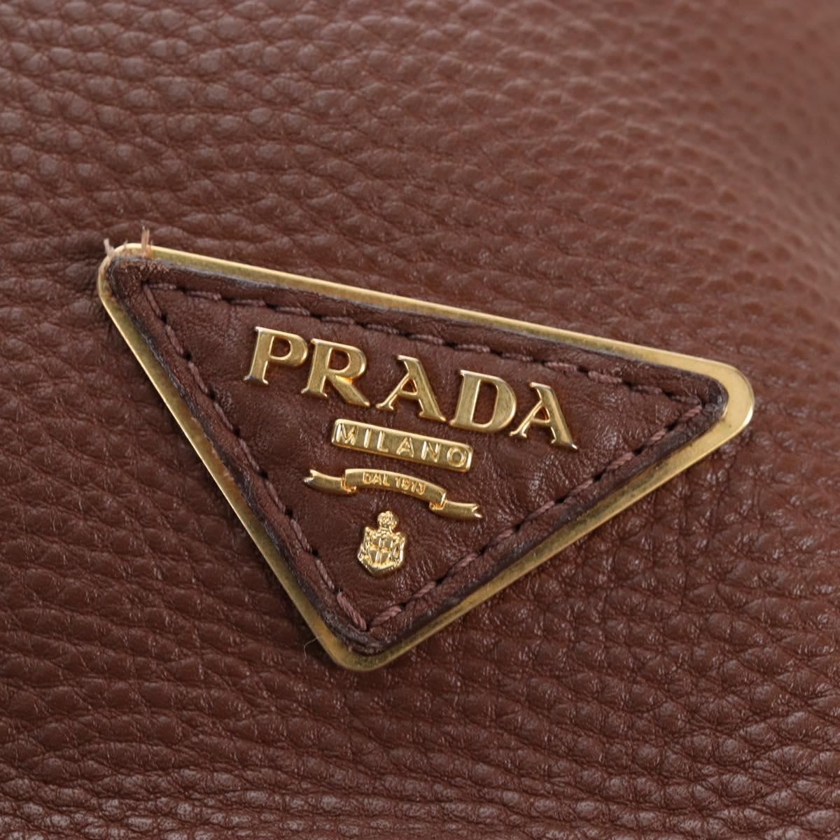 PRADA Shoulder Bag Taurillon Clemence Brown Gold Auth am12161V