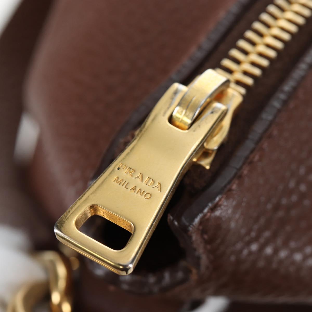 PRADA Shoulder Bag Taurillon Clemence Brown Gold Auth am12161V