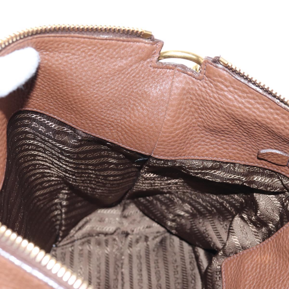 PRADA Shoulder Bag Taurillon Clemence Brown Gold Auth am12161V
