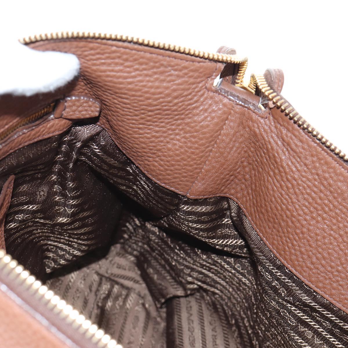 PRADA Shoulder Bag Taurillon Clemence Brown Gold Auth am12161V