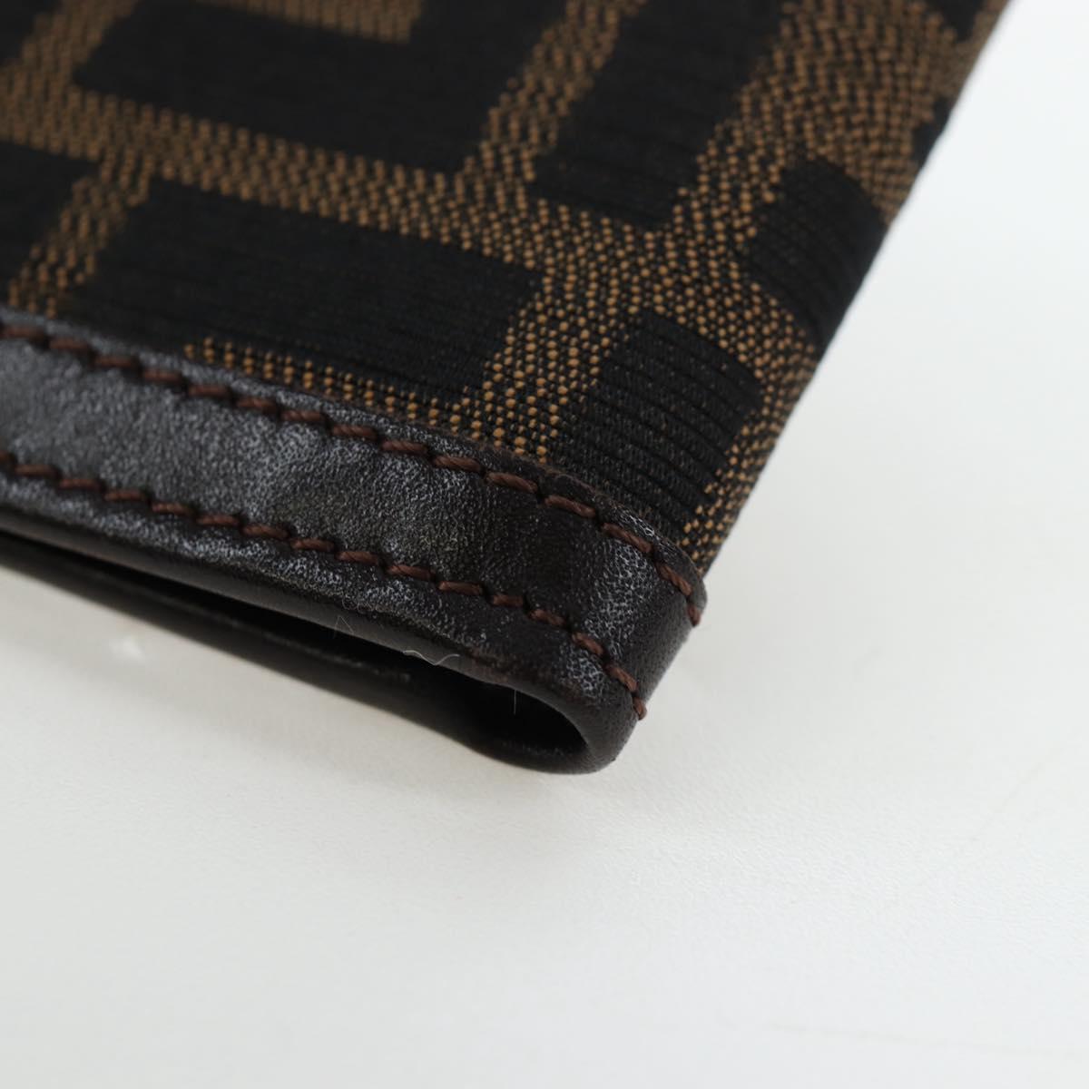 FENDI Zucca Canvas Bifold Wallet Black Brown Auth am12162V