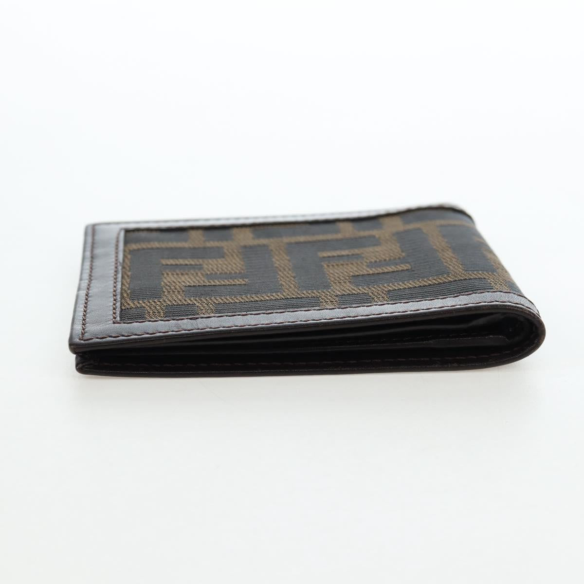 FENDI Zucca Canvas Bifold Wallet Black Brown Auth am12162V