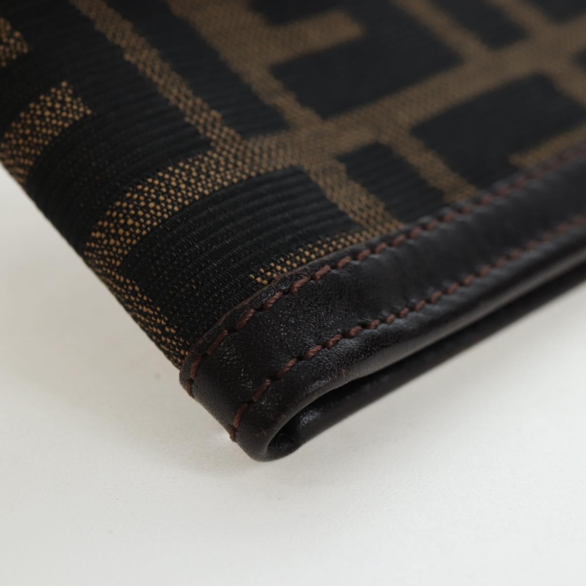 FENDI Zucca Canvas Bifold Wallet Black Brown Auth am12162V