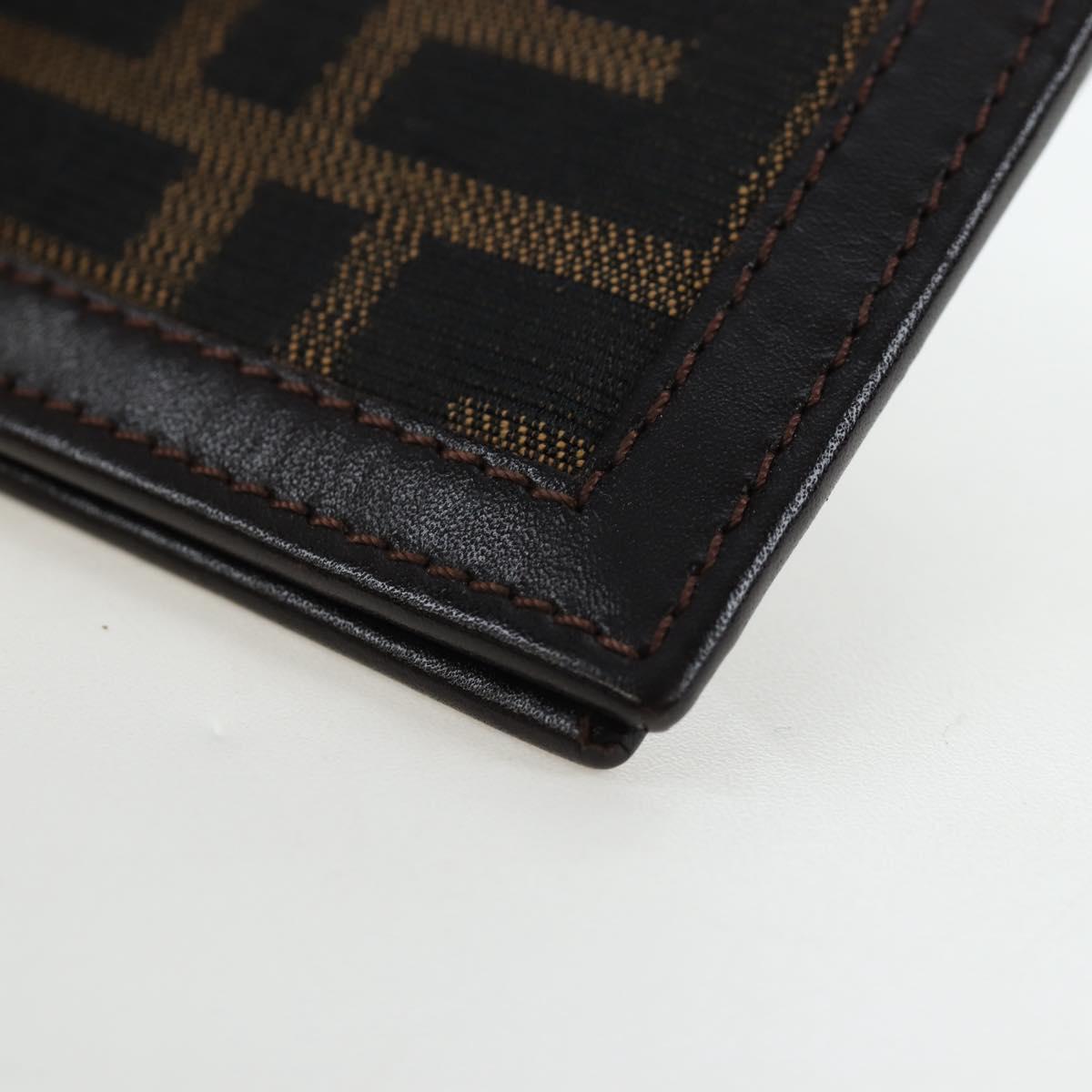 FENDI Zucca Canvas Bifold Wallet Black Brown Auth am12162V