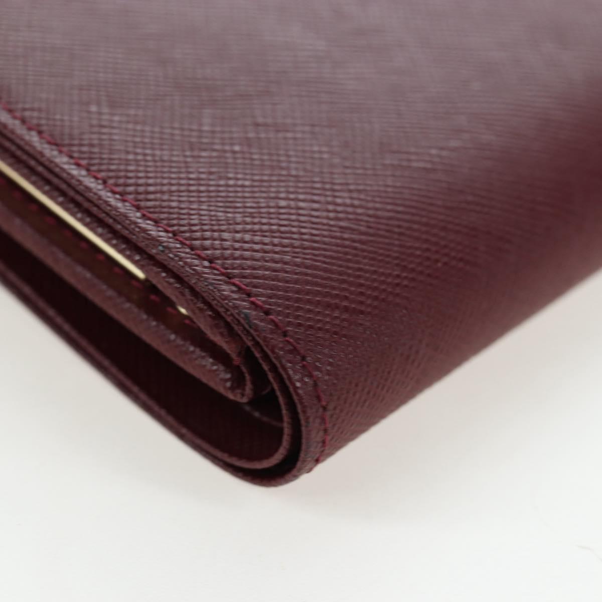 BURBERRY Kiss Lock Bifold Wallet PVC Canvas Bordeaux Gold Auth am12163V