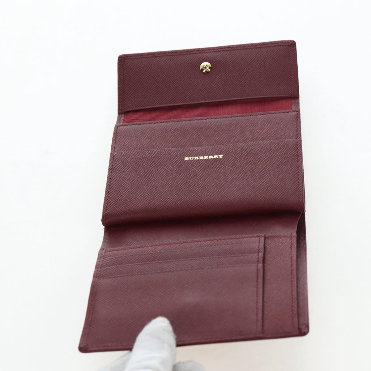 BURBERRY Kiss Lock Bifold Wallet PVC Canvas Bordeaux Gold Auth am12163V