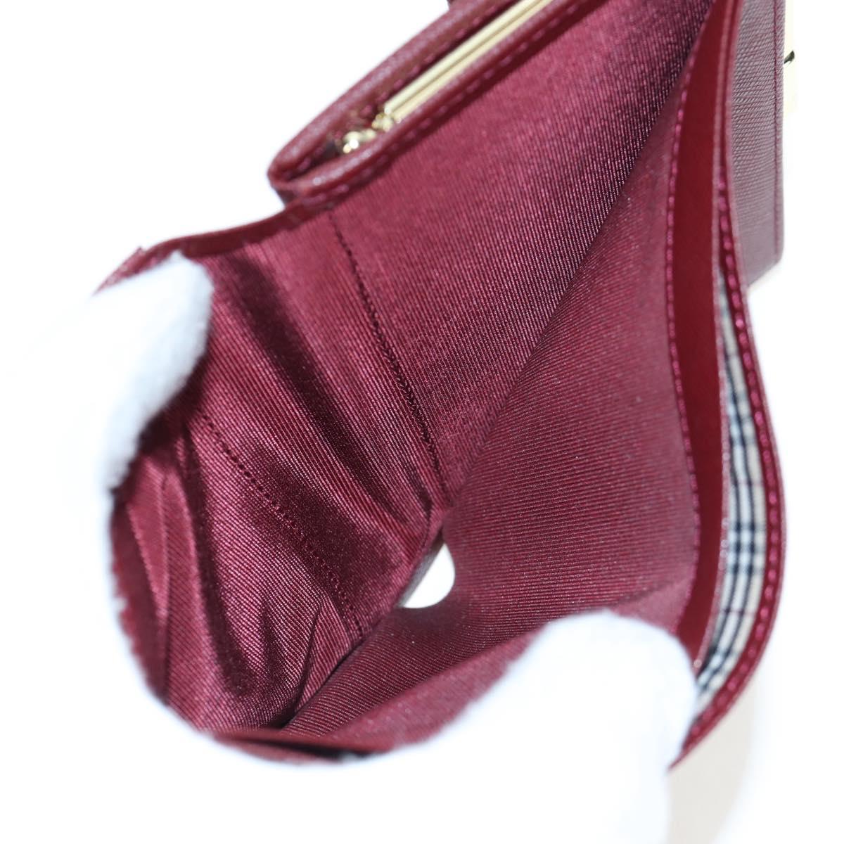 BURBERRY Kiss Lock Bifold Wallet PVC Canvas Bordeaux Gold Auth am12163V