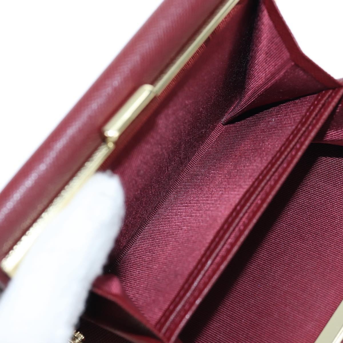 BURBERRY Kiss Lock Bifold Wallet PVC Canvas Bordeaux Gold Auth am12163V