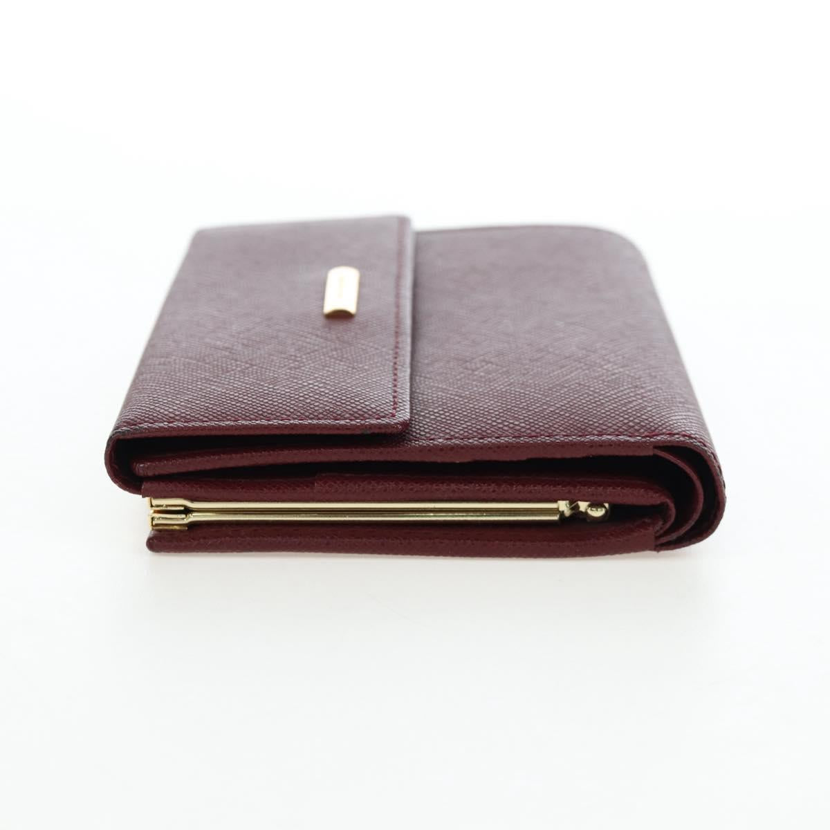 BURBERRY Kiss Lock Bifold Wallet PVC Canvas Bordeaux Gold Auth am12163V