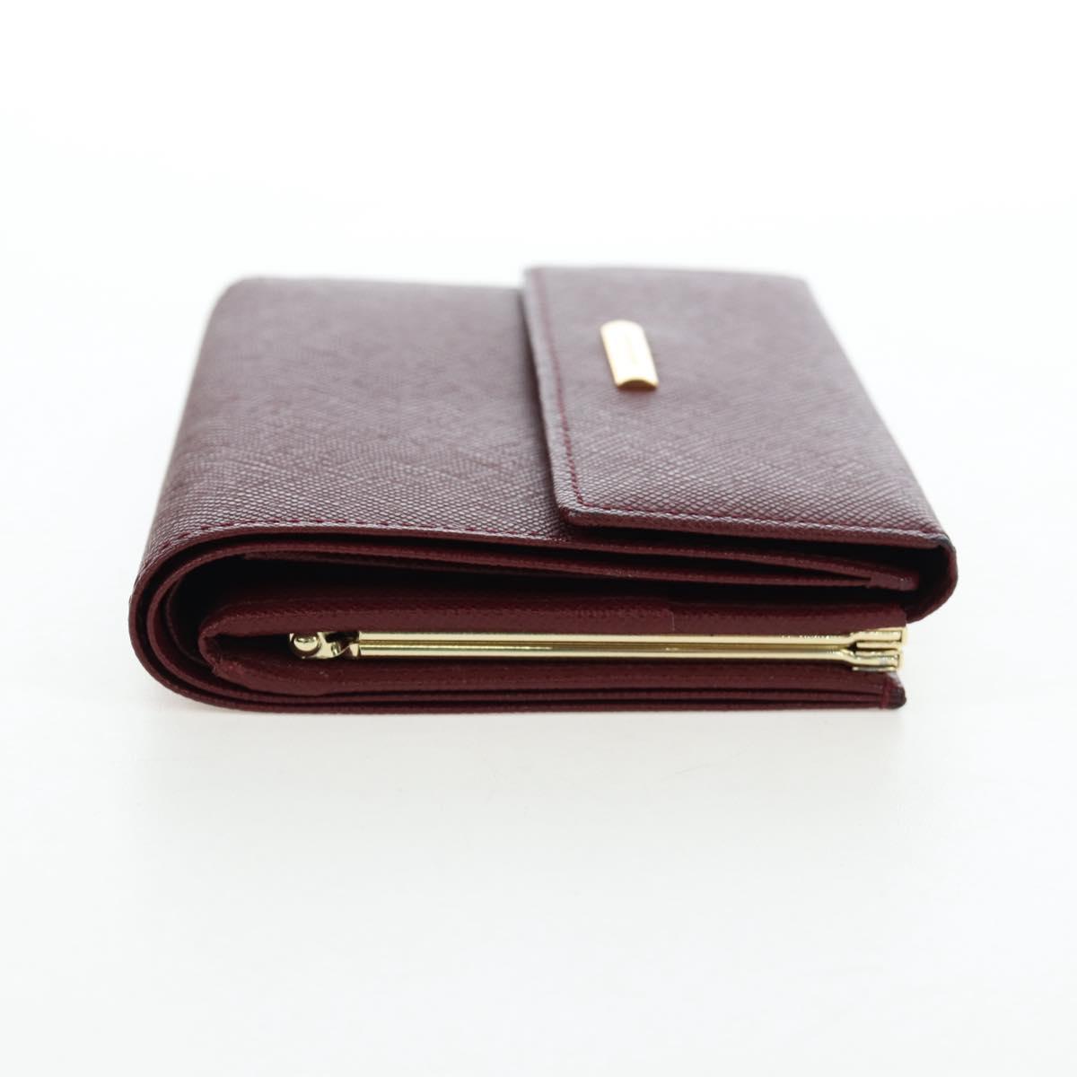 BURBERRY Kiss Lock Bifold Wallet PVC Canvas Bordeaux Gold Auth am12163V
