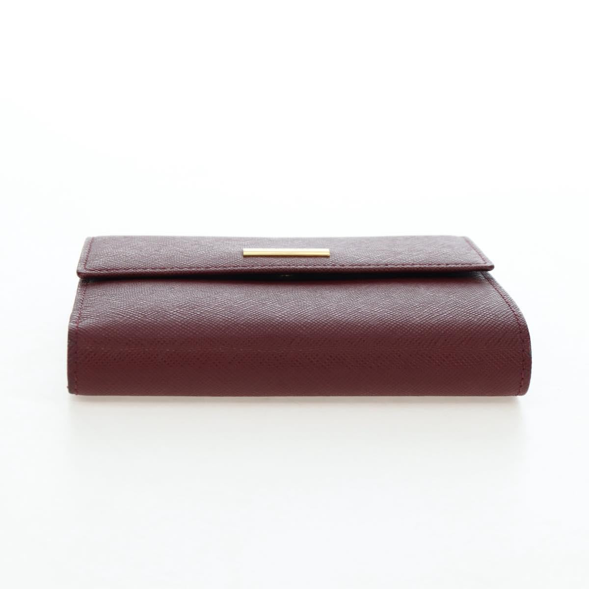 BURBERRY Kiss Lock Bifold Wallet PVC Canvas Bordeaux Gold Auth am12163V
