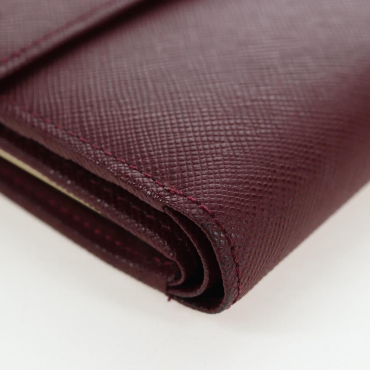 BURBERRY Kiss Lock Bifold Wallet PVC Canvas Bordeaux Gold Auth am12163V