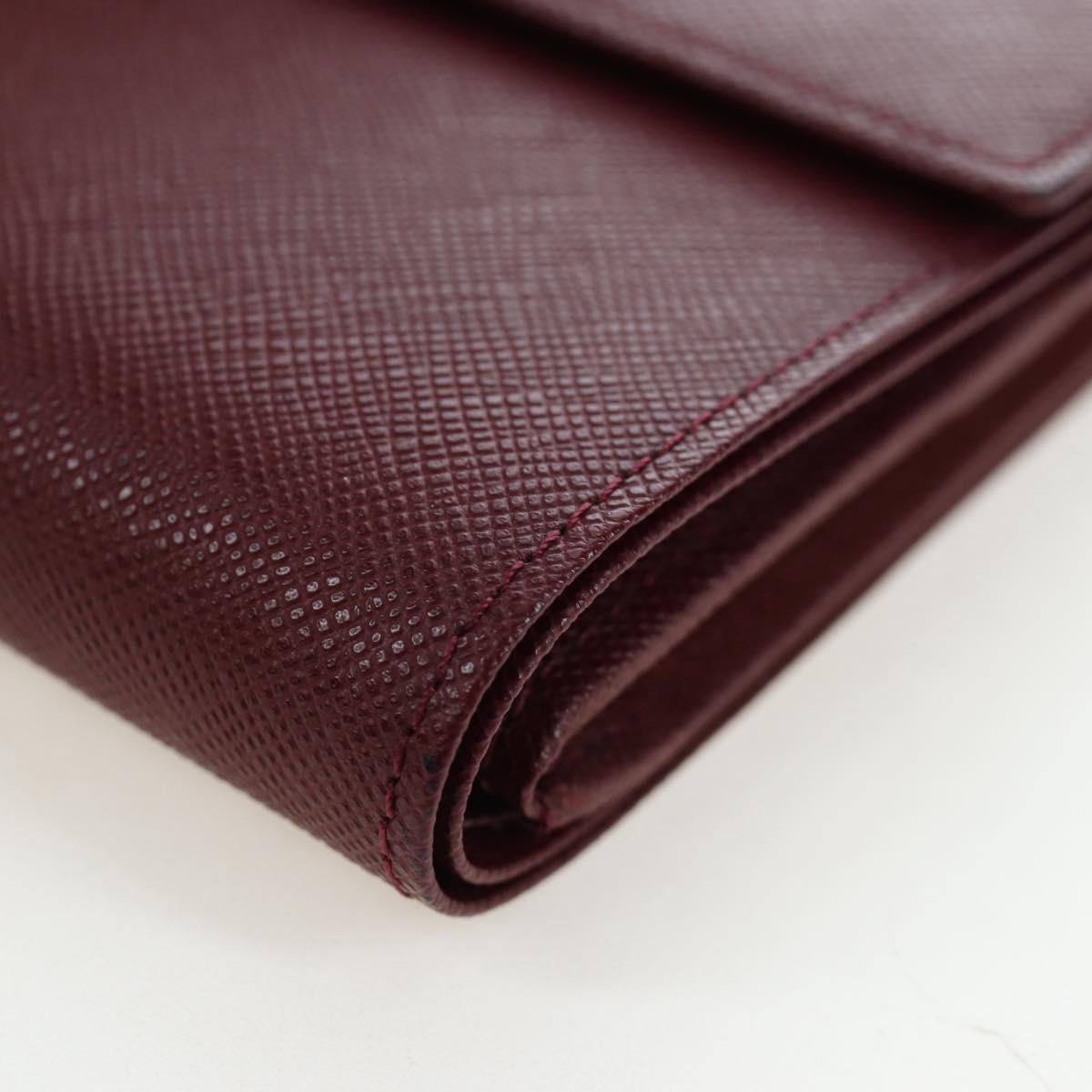BURBERRY Kiss Lock Bifold Wallet PVC Canvas Bordeaux Gold Auth am12163V