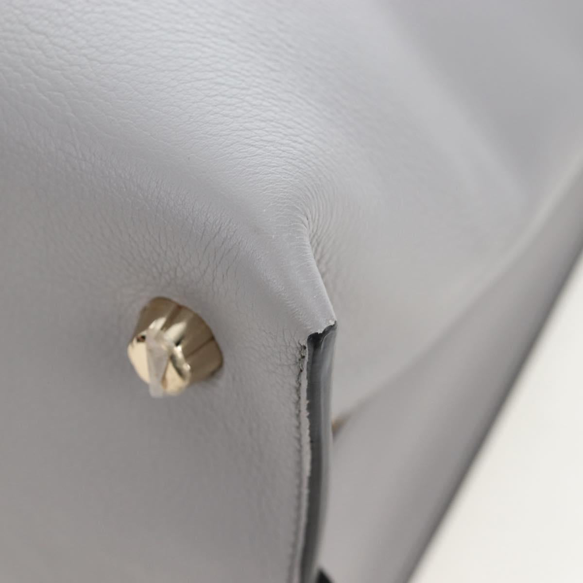 Salvatore Ferragamo Gancini Hand Bag Leather Gray Gold Auth am12164V