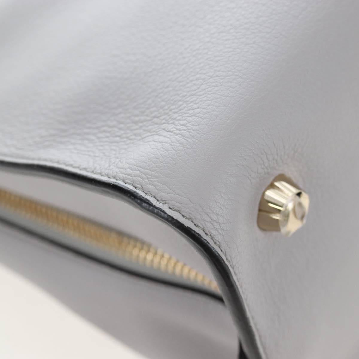 Salvatore Ferragamo Gancini Hand Bag Leather Gray Gold Auth am12164V