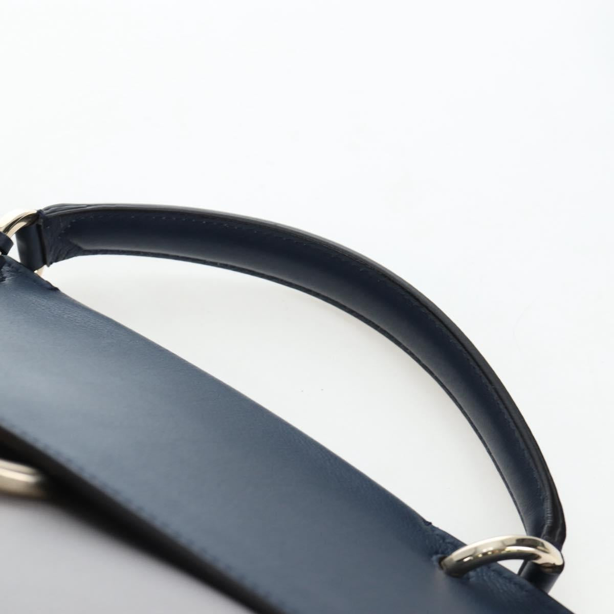 Salvatore Ferragamo Gancini Hand Bag Leather Gray Gold Auth am12164V