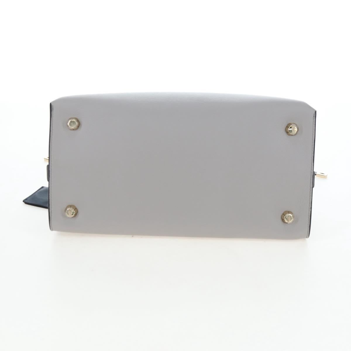 Salvatore Ferragamo Gancini Hand Bag Leather Gray Gold Auth am12164V