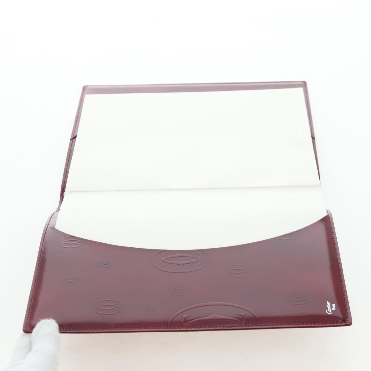 CARTIER Happy Birthday Note Cover Patent leather Bordeaux Gold Auth am12165V