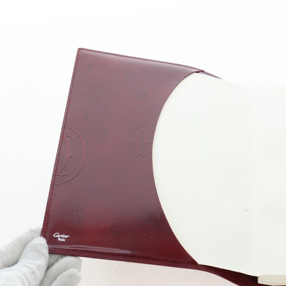 CARTIER Happy Birthday Note Cover Patent leather Bordeaux Gold Auth am12165V