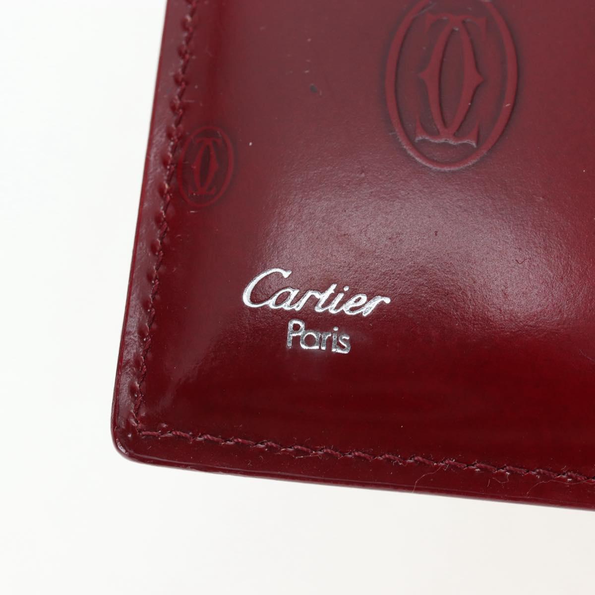 CARTIER Happy Birthday Note Cover Patent leather Bordeaux Gold Auth am12165V