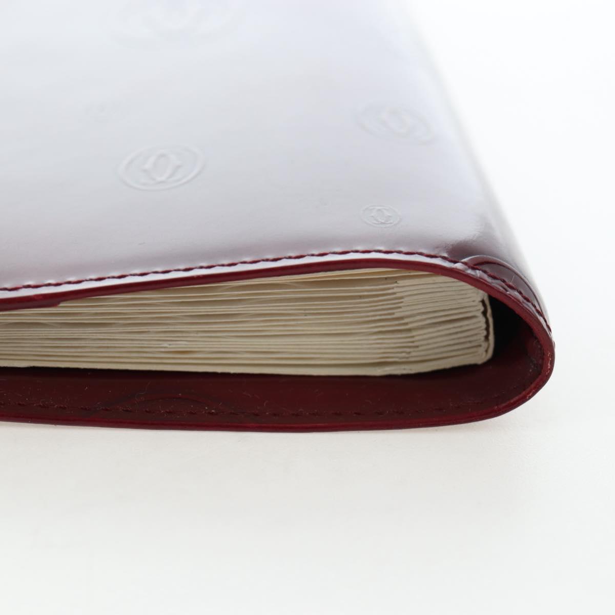 CARTIER Happy Birthday Note Cover Patent leather Bordeaux Gold Auth am12165V
