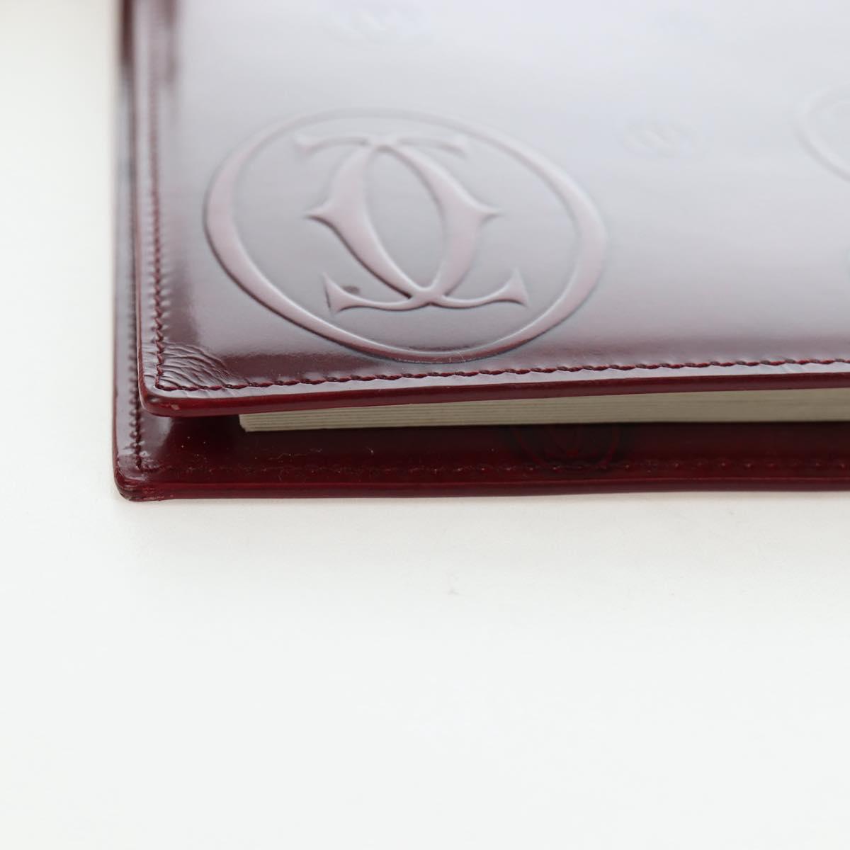 CARTIER Happy Birthday Note Cover Patent leather Bordeaux Gold Auth am12165V