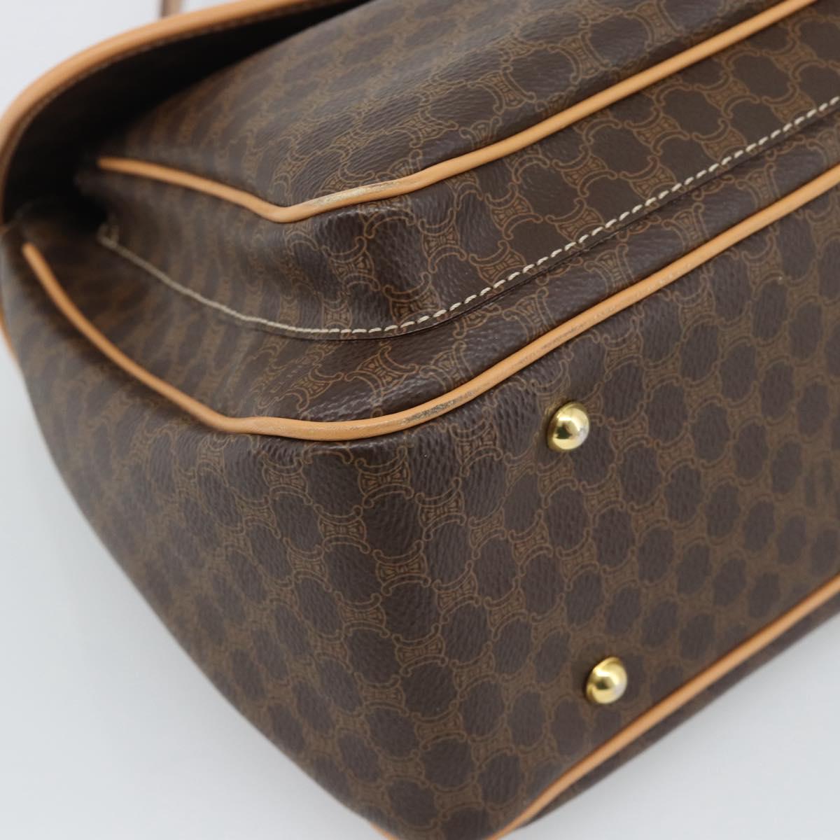 CELINE Macadam Canvas Hand Bag PVC Leather Brown Gold Auth am12166V